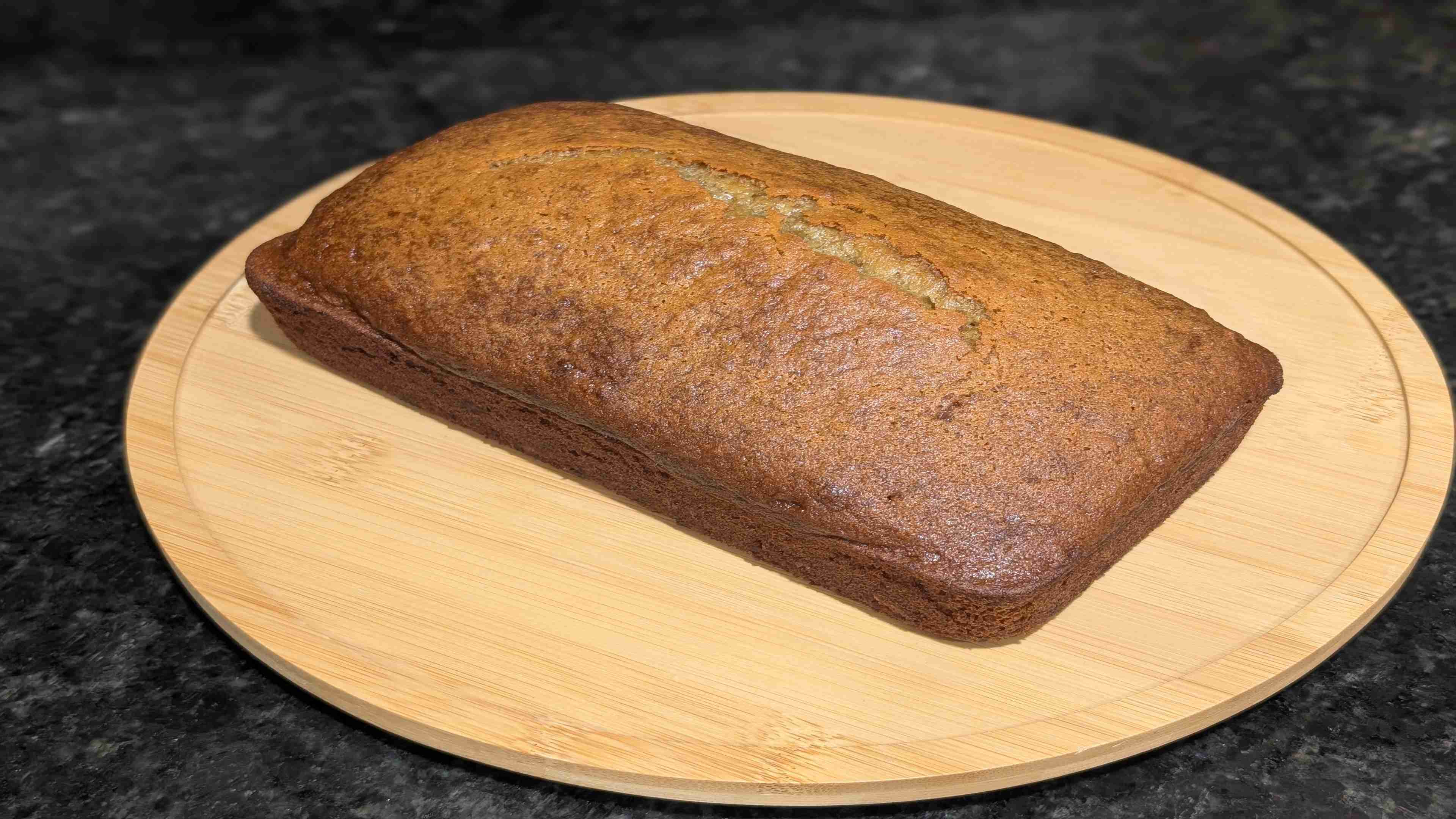 A delicious loaf of freshly baked gluten-free banana bread.
